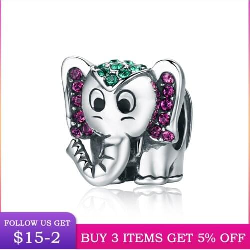 LByzHan 925 Sterling SilverCute Elephant Charm Fit Original 3mm Bracelet&Bangle For Women Birthday Fashion Jewelry Gift
