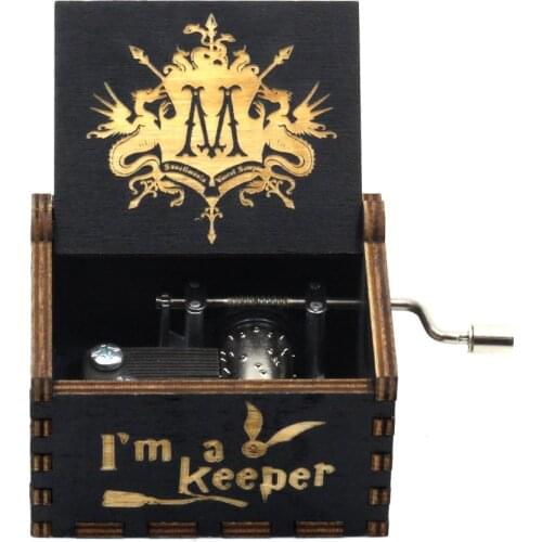 Hot selling black styles High quality Music Box Jurassic Park Hand Cranked Wood Music Box Festival The best gift for a friend