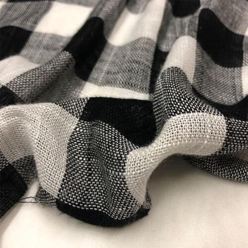 Fashion pure cotton black and white plaid yarn dyed fabric linen summer thin all cotton and linen DIY clothing import fashion fa