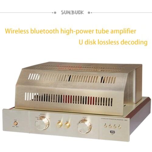Sunbuck 200+200w 2.0 high-power Bluetooth USB Lossless Decoding hifi 6U1 6F2 5Z2P Tube Digital Sound Amplifier Audio