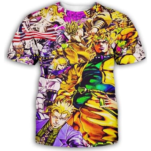 TESSFFEL Anime Jojo Funny Streetwear 3D Print O-Neck Short Sleeve T Shirt Harajuku Anime Men Women Tops T5