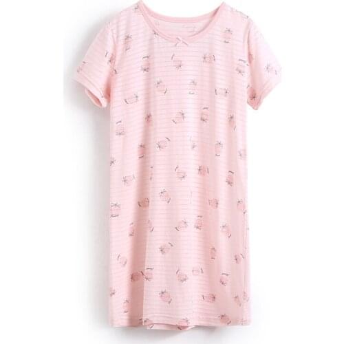 Soft Girls Nightdress Little Teen Girls Pajamas Dresses Children Cartoon Summer Nightgown Strawberry Home Clothes Kids Sleepwear