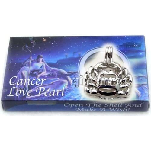 Qingmos Constellation Gift One Box Natural Oyster Wish Pearl Necklace set Cancer pendant A wish waiting come true-who3635