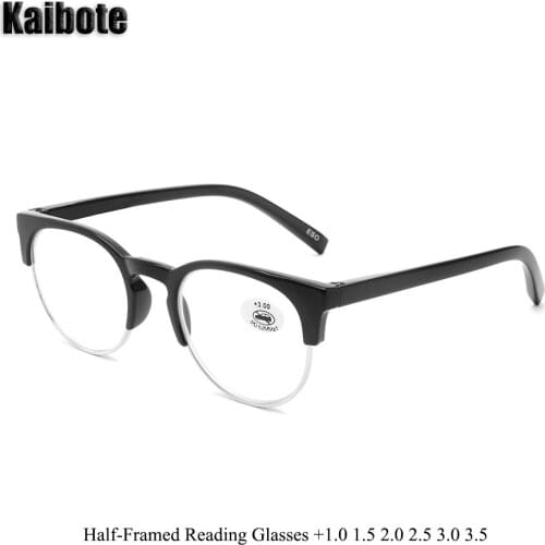 Kaibote E205144 Fashion Half Frame Reading Glasses for Men Women High Quality Presbyopic Eyeglasses Unisex Black & Tortoise