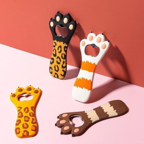 Beer Opener Cartoon Cats Paw Refrigerator Magnets Bottle Opener Hardware Silicone Fridge Magnet Promotional Gifts Kitchen Tool