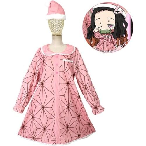 Anime Demon Slayer Cosplay Pajamas Kamen Nidouzi Anime Cos Clothes for Girls Christmas Pajamas Cosplay Gift for Girlfriend