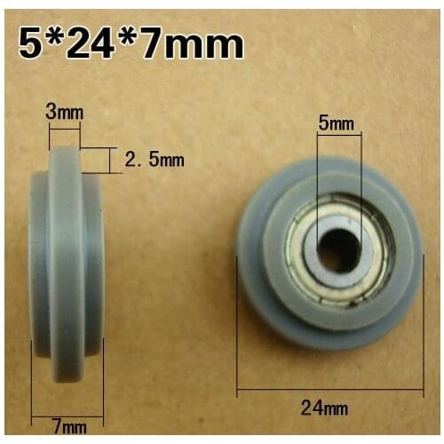 M5x24x7mm 625zz pack plastic Bearings Screw Pulley U groove durable nylon wheel POM 626ZZ without shaft
