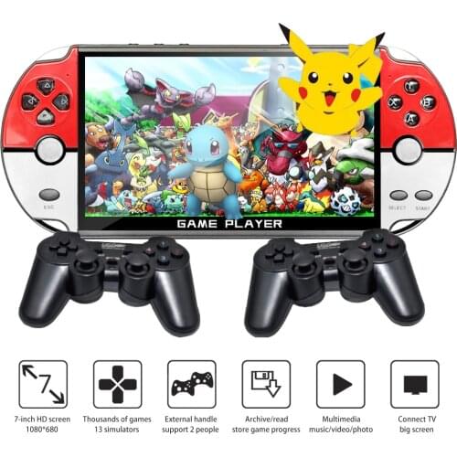 HD 1080p 7" Portable Gaming Console Childhood Classic Pocket Handheld Console Super Famicom Games Dual Control 128-Bit Games