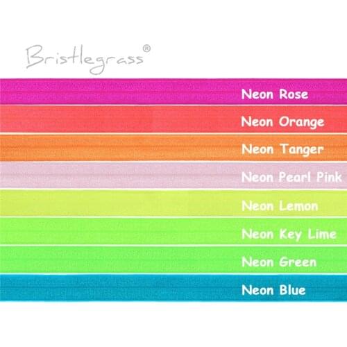 BRISTLEGRASS 8 Yard Combo 5/8" 15mm Neon Solid FOE Shiny Fold Over Elastic Spandex Band Hair Tie Headband Tutu Dress Sewing Trim