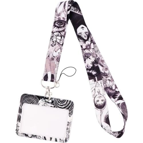 DZ2058 Japanese anime Junji Ito Comics Neck Strap Keychain Badge Holder ID Card Pass Hang Rope Lanyard for Key Rings Accessories