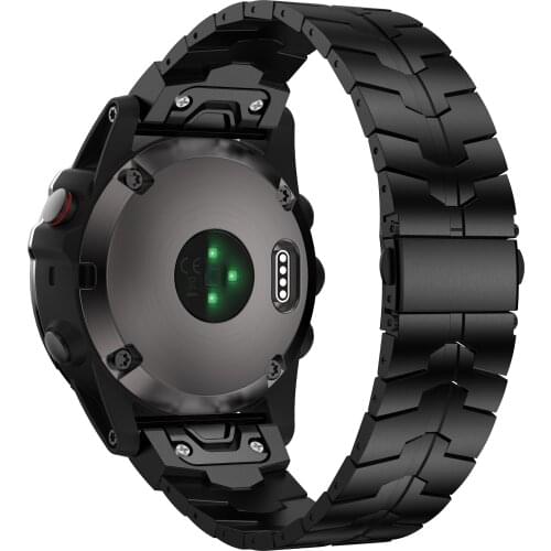 GORPIN Fenix 6X Band, 26mm Titanium Metal Quick Fit Watch Strap for Garmin Fenix 5X Plus Fenix 6X Pro Bracelet DLC Black