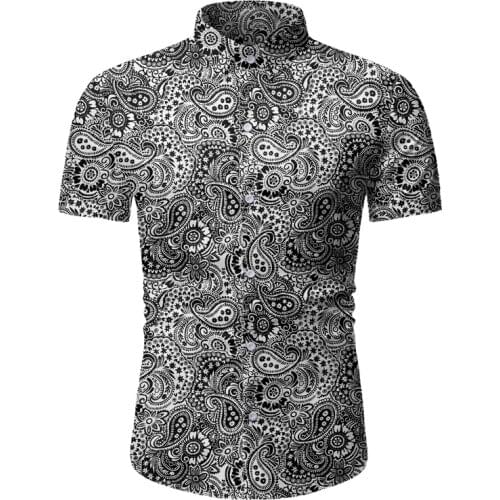 Fashion Paisley Shirt Men 2020 Summer Short Sleeve Floral Shirt Mens Casual Button Down Party Beach Shirts for Men Chemise 3XL