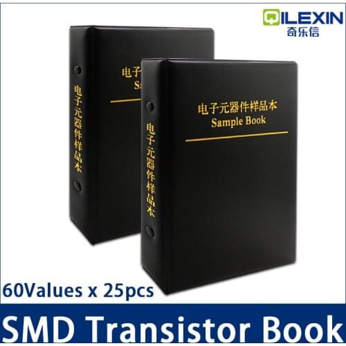 60 kinds x25pcs SMD Transistor Assortment Kit SOT-23 commonly used Assorted Sample Book SMD Chip triode book