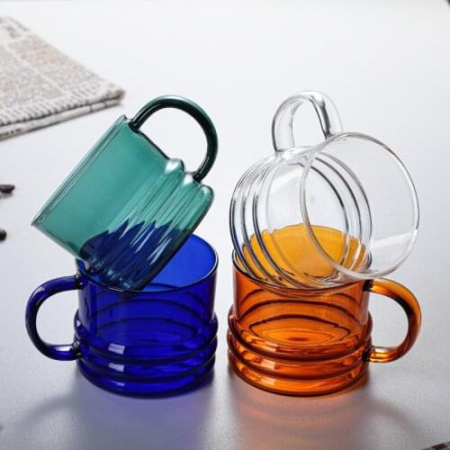 Thickened colored glass coffee cups, environmentally friendly high borosilicate glass cups, household cups coffee mug