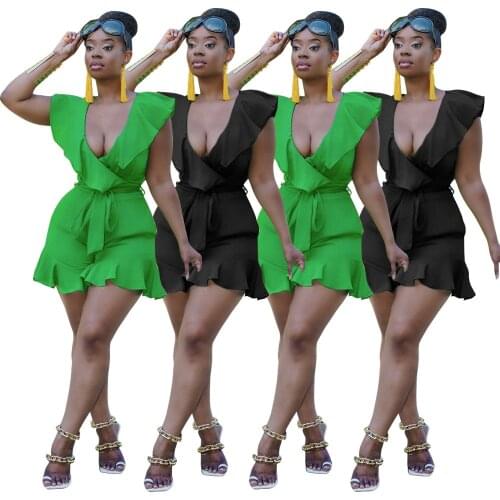 A6728 Wholesale Items Women Casual Latest Design Sashes Wrap Split Dress Summer Sexy V Neck Clothes Women Summer