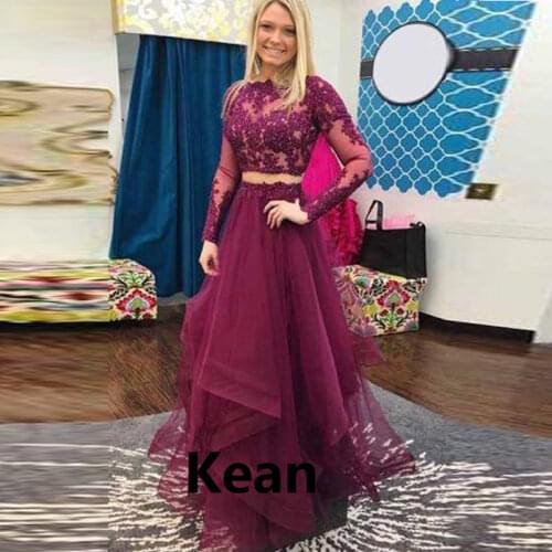 Vintage Prom Dress Applique Two Pieces Ruffle Special Occasion Party Dress Boho Prom Gown Evening Dress Robe De Soiree vestidos