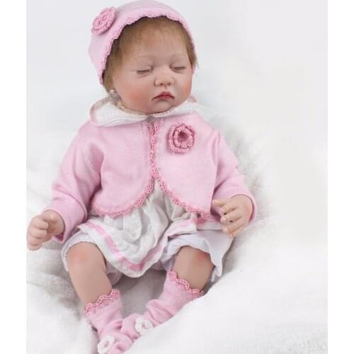Alive Sleeping Girl Reborn Doll Silicone +cloth 22" 55cm Little princess Fake baby Dolls For kids Birthday Gift Interesting toy