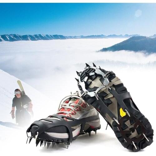 1 Pair 18 Teeth Anti-Slip Ice Snow Grips Shoe Boot Traction Cleat Spikes Crampon