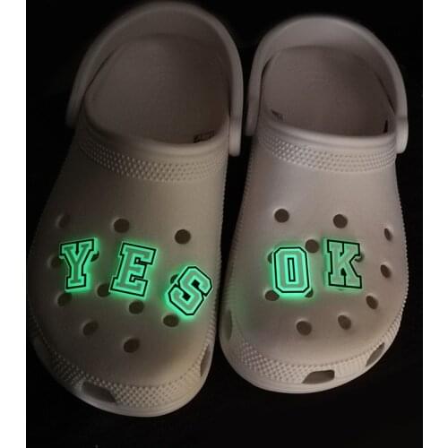 1pcs PVC Letters Fluorescence Croc Charms Jibz Glowing Alphabet Shoe Charms Accessories Light Up Shoe Decorations Kids Gift