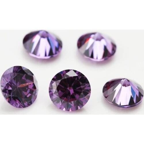 10pcs/lot 4.0~20mm Round Shape Loose CZ Stone Purple Color AAAAA Cubic zirconia Synthetic Gems For Jewelry DIY Stone