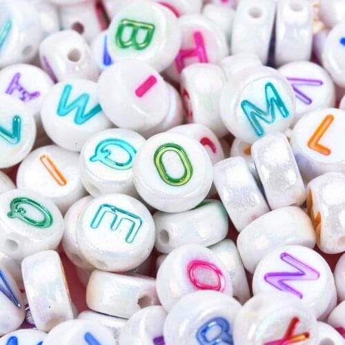 100Pcs/Pack 4*7mm New Fashion Acrylic AB Color English Letter Beads for Childrens Early Education DIY Charm Accessories