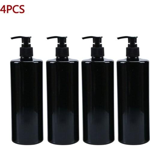 4PCS/5PCS 500ml black/white press bottle flat shoulder lotion duckbill threaded bottles shower gel shampoo bottle pump