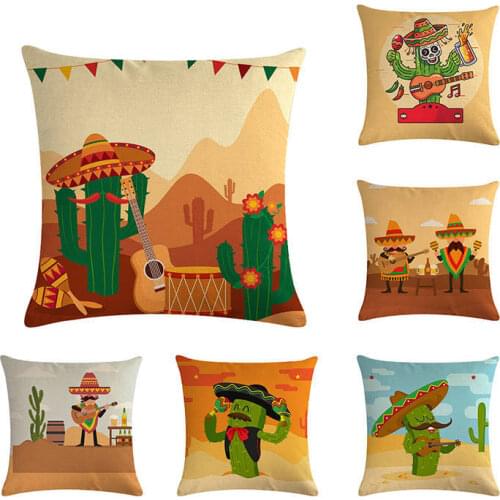 45x45cm Creative Cactus Cushion Cover Tropical Plants Cactus Printing Throw Pillow Case Cactus Pillow Cotton linen Pillowcas