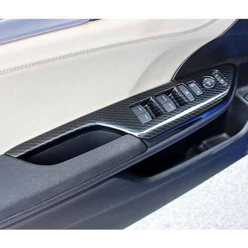 BBQ@FUKA 4x Carbon Fiber Style Car Interior Door Handle Panel Cover Trim Sticker Fit For 2016 2017 Honda Civic