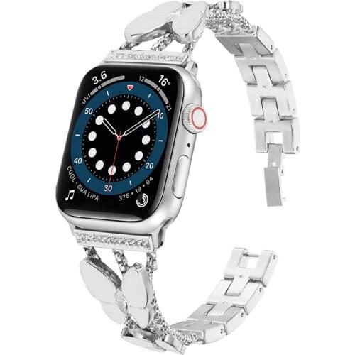 Women Butterfly Shape Bracelet for Apple Watch Band Series 6 SE 5 4 3 Metal Carving Strap for Iwatch 40mm 44mm 38mm 42mm Belt