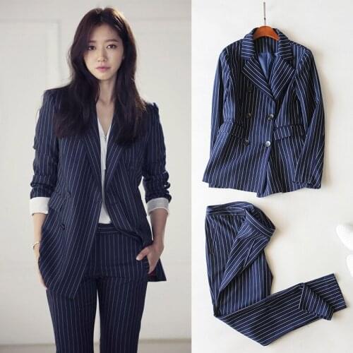 Pant suits for women Suit female spring and autumn office ladies OL professional work striped fashion two-piece suit
