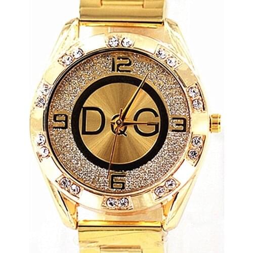 New Fashion Luxury Brand DQG Women Watch Crystal Quartz Female Watch Gold Silver Stainless Steel Ladies Dress Watch Reloj Mujer