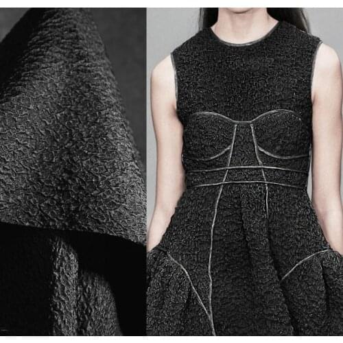Black thick jacquard bubble texture fashion designer creative fabric