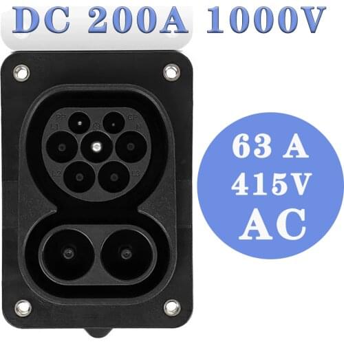 EV Combo 2 Female CCS Type 2 DC Socket 62196-3 Electric Car Charging DC 200A 1000V AC 63A 415V