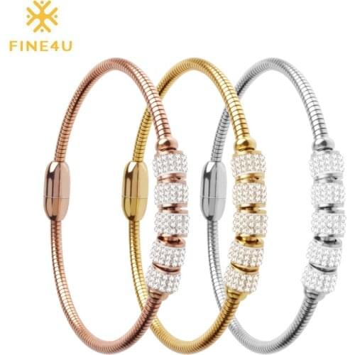 FINE4U B115 Love Snake Chain Bracelet & Bangle 316L Stainless Steel Charm Bracelets 2019 Fashion Magnet Clasps Bracelets
