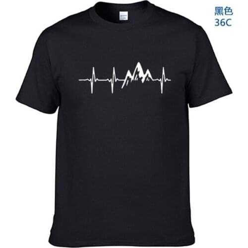 Mountain Heartbeat T-Shirt Fashion Funny Birthday 100% Cotton Short Sleeves T Shirts Causal O-neck Tops Tees Hip HopMountain Hea