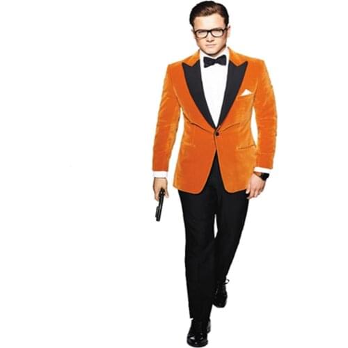 Handsome Groomsmen Velvet Groom Tuxedos Mens Wedding Dress Man Jacket Blazer Prom Dinner (Jacket+Pants+Tie) A11