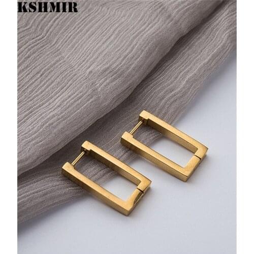 Kshmir Several types of rectangular metallic gold earrings female earrings titanium steel Korean earrings 2020