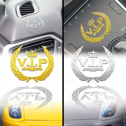 2pcs 3D Metal Nickel Car Styling Side Door Badge Stickers Side Window VIP Crown Emblem Decals For Volkswagen Suzuki Nissan Honda