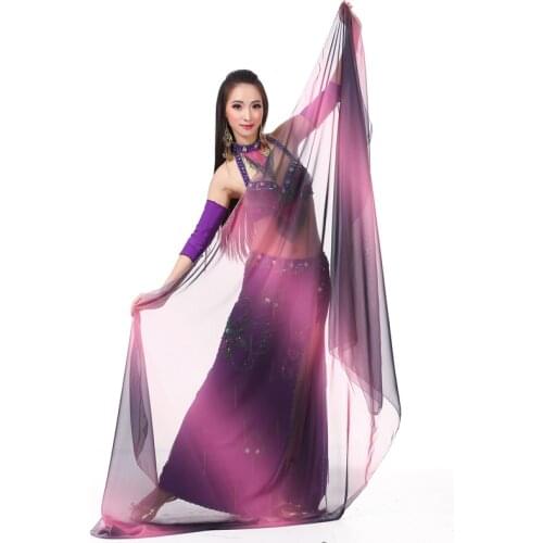 Multicolor Chiffon Belly Dancing Wear Accessories Scarf Light Texture Shawls Women Belly Dance Veils Rectangle 250cm * 120cm