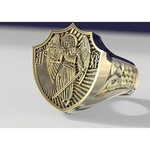 2021 Punk Mens Ring Retro Angel Wings Cross Signet Rings For Men Vintage Goddess Of Justice Viking Jewelry male