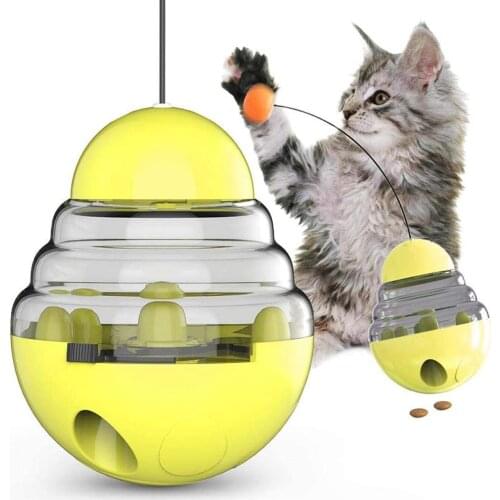 Cat Treat Dispenser Toy Leaking Food Tumbler Ball Cat Interactive Toy IQ Treat Dispensing Toy Slow Feeder Automatic Spinning