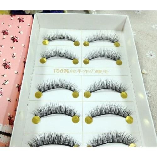 YOKPN New False Eyelashes Natural Cross Short False Eyelashes Cotton Stalk Nude Makeup Curly Lashes Fiber Fake Eyelash 5 Pairs