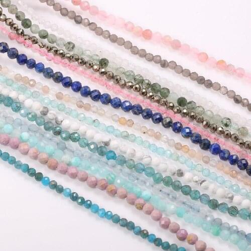 Natural Stone Sapphires Rose Quarts Beads 2mm Small Round Loose Stone Bead for Jewelry Making DIY Bracelet Necklace Strand 15