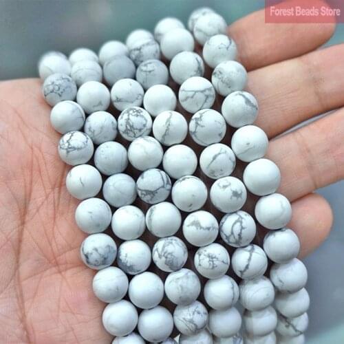 Natural Stone Matte White Howlite Turquoises Loose Beads DIY Bracelet Necklace for Jewelry Making 15"Strand 4 6 8 10 12 14MM