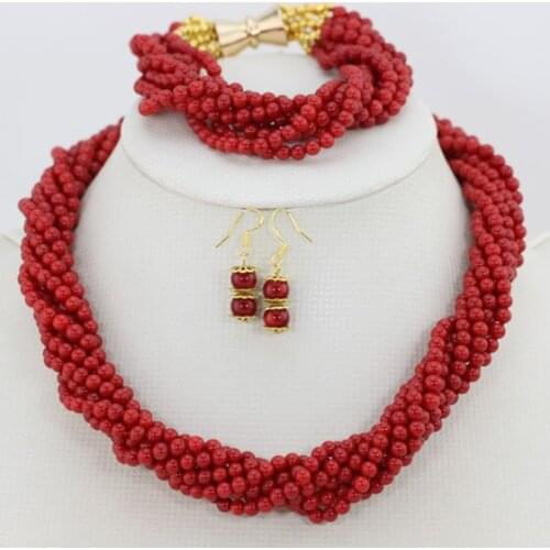 Nigerian African Wedding Jewelry Coral Set Coral Beads Jewelry Sets Bridal Jewelry Set Free Shipping 2021 New Wholesale CJ374