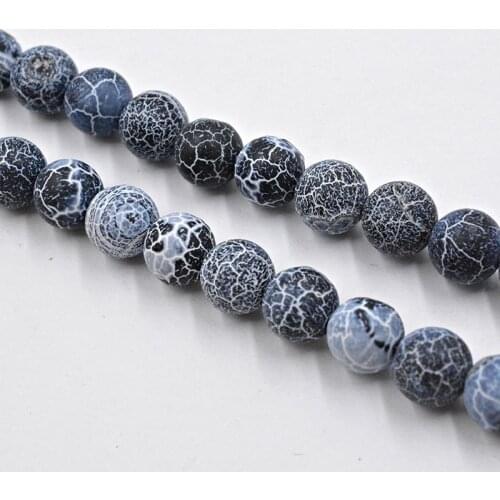 Wholesale Frost Spider Web Black Agates Round Beads for Jewelry Making 15.5" Pick Size 4/6/8/10/12/14mm Making Bracelet Necklace