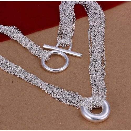 Necklace 925-sterling-silver Necklace Silver Trendy Jewelry Necklace Mesh-Shaped Jewelry Wholesale Free Shipping aosi LN003