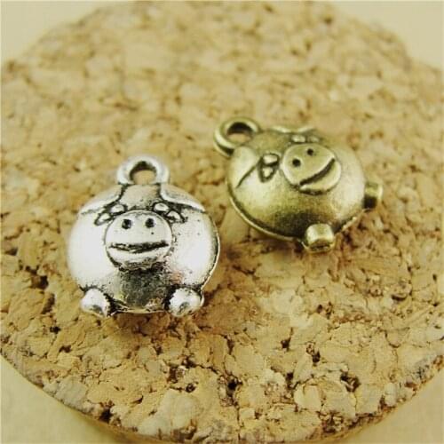 RONGQING 100pcs/pack Jewelry Accessories Fashion Jewelry Animals Hyperbole pig Charms for jewelry making NEW 2019