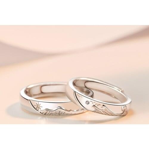 Adjustable Size Ring Mountain Alliance Couple Rings Minimalist Opening Rings For Men Women Couple Engagement Jewelry Gift