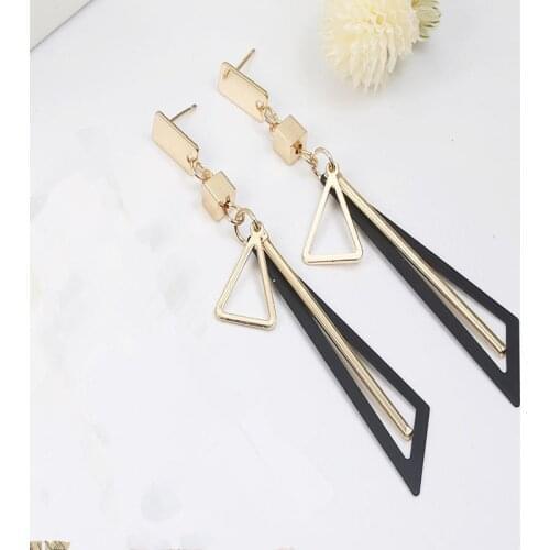Korean Creative Fashion Long Geometric Triangle Tassel Earrings For Women Exaggerated Dangle Earring 2020 kolczyki Jewelry